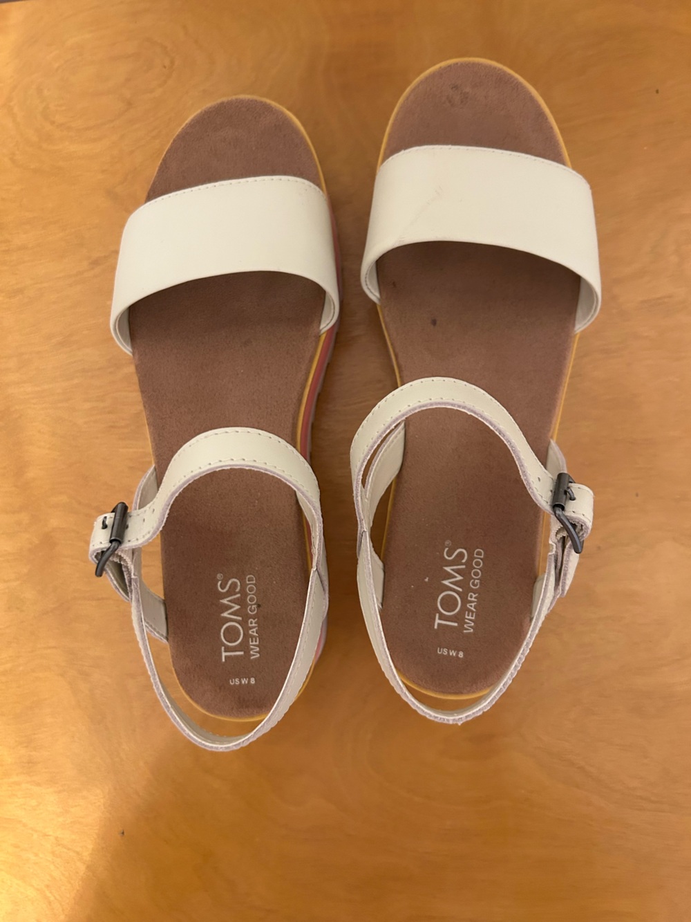TOMS Ivory Open-Toe Leather Slingback Sandals